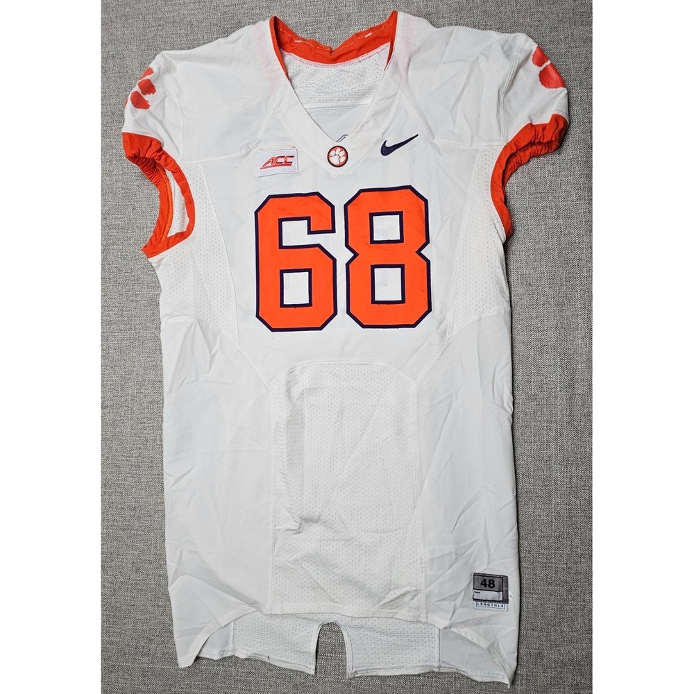Clemson‎ Tigers Football Jersey Mens 48 L White Game Worn Team Issued Nike #68